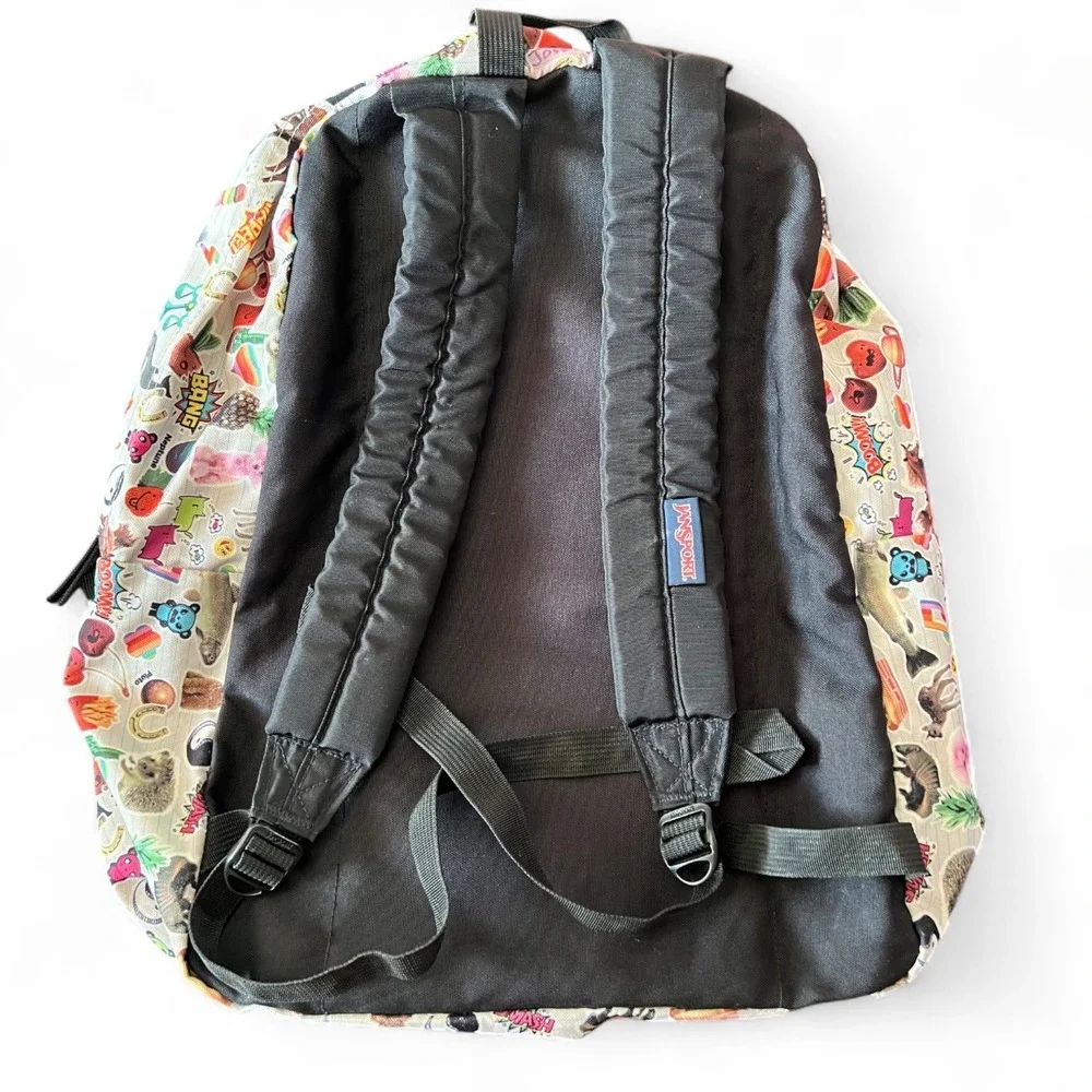 JanSport SuperBreak Backpack Multicolor Sticker Collage Print Retro Icons 16.7
